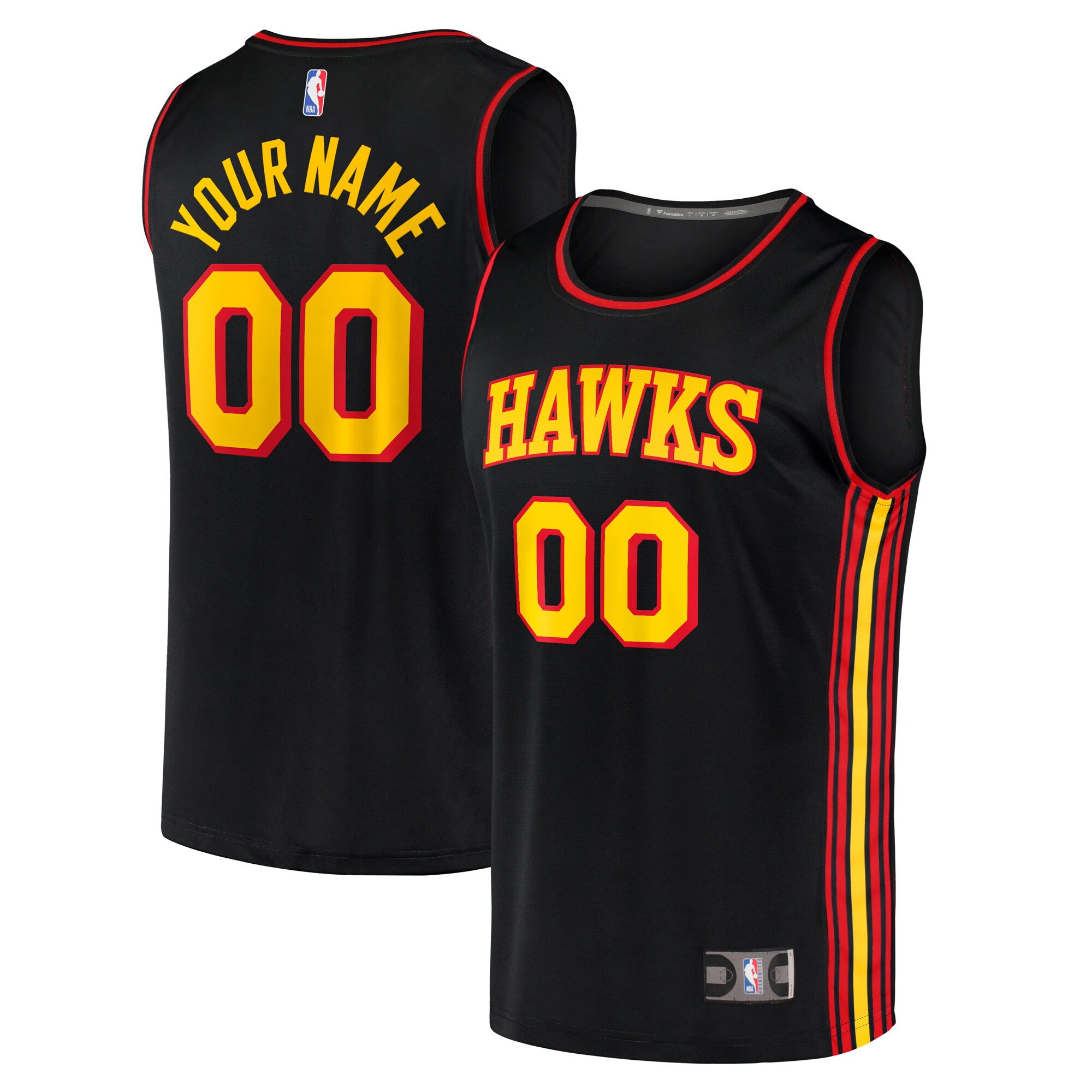 Nicesnkpro Atlanta Hawks Fanatics Youth Fast Break Replica Custom Jersey - Statement Edition - Black 