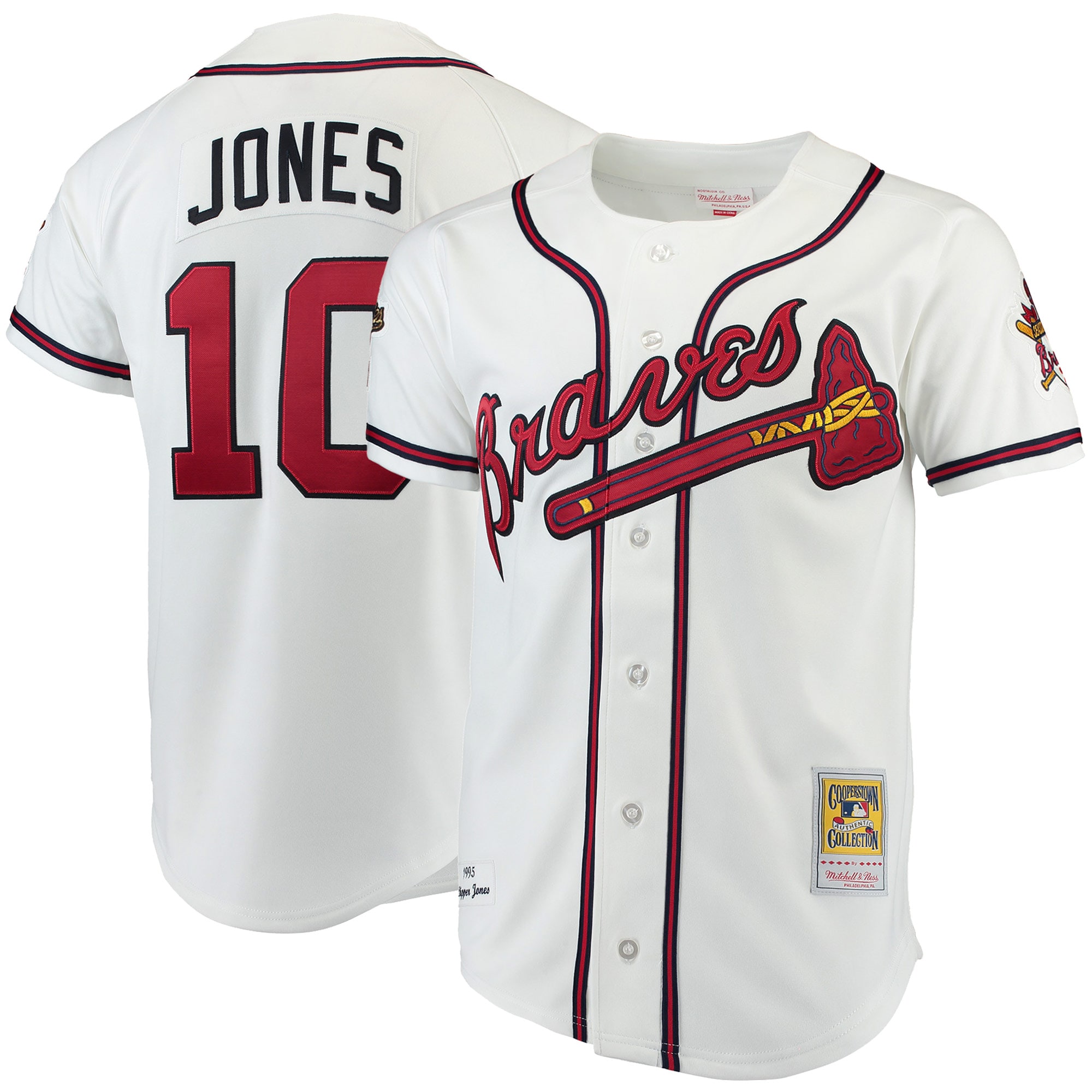 nicesnkpro Chipper Jones Atlanta Braves Mitchell Ness Authentic Jersey - White