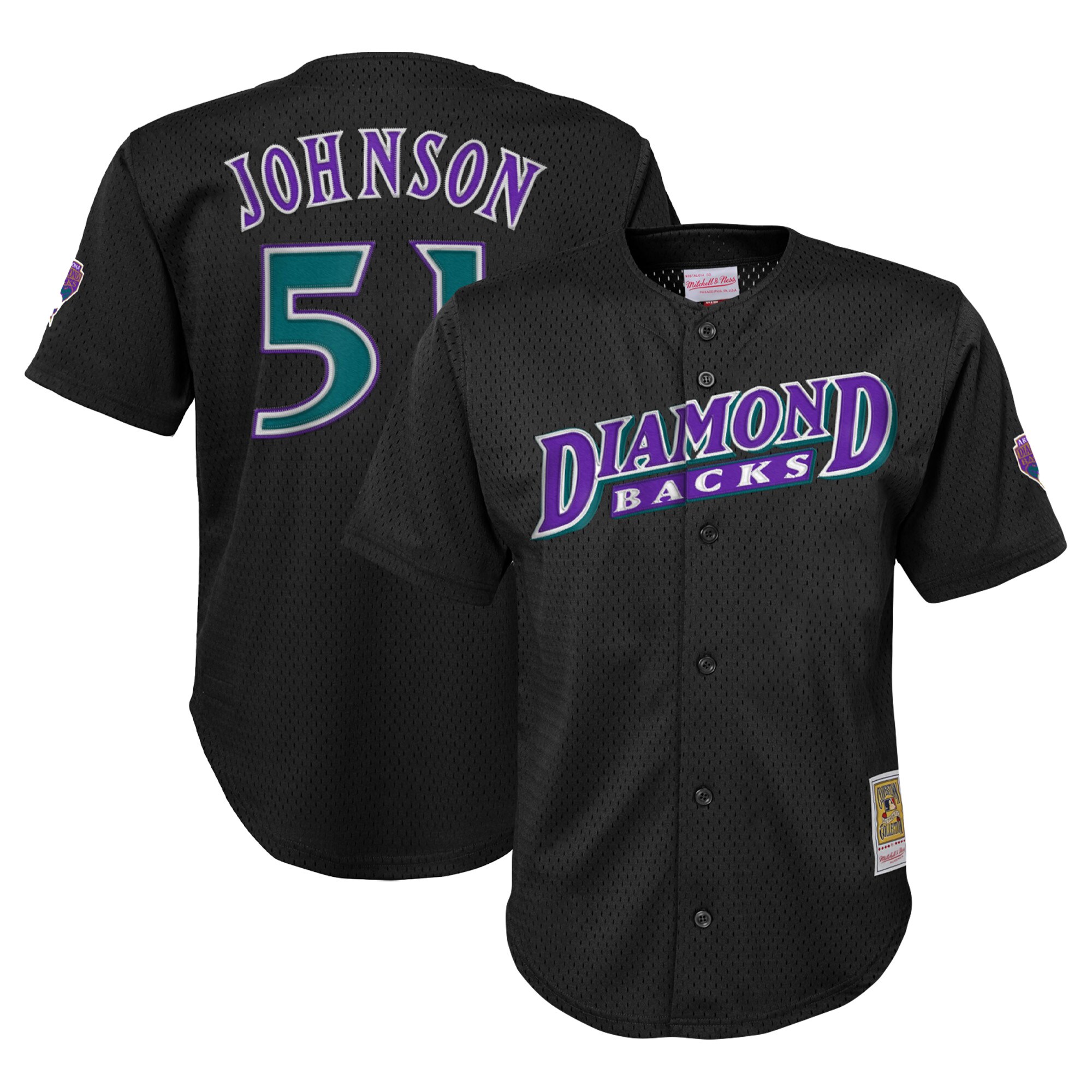 nicesnkpro Randy Johnson Arizona Diamondbacks Mitchell Ness Youth Cooperstown Collection Mesh Batting Practice Jersey - Black