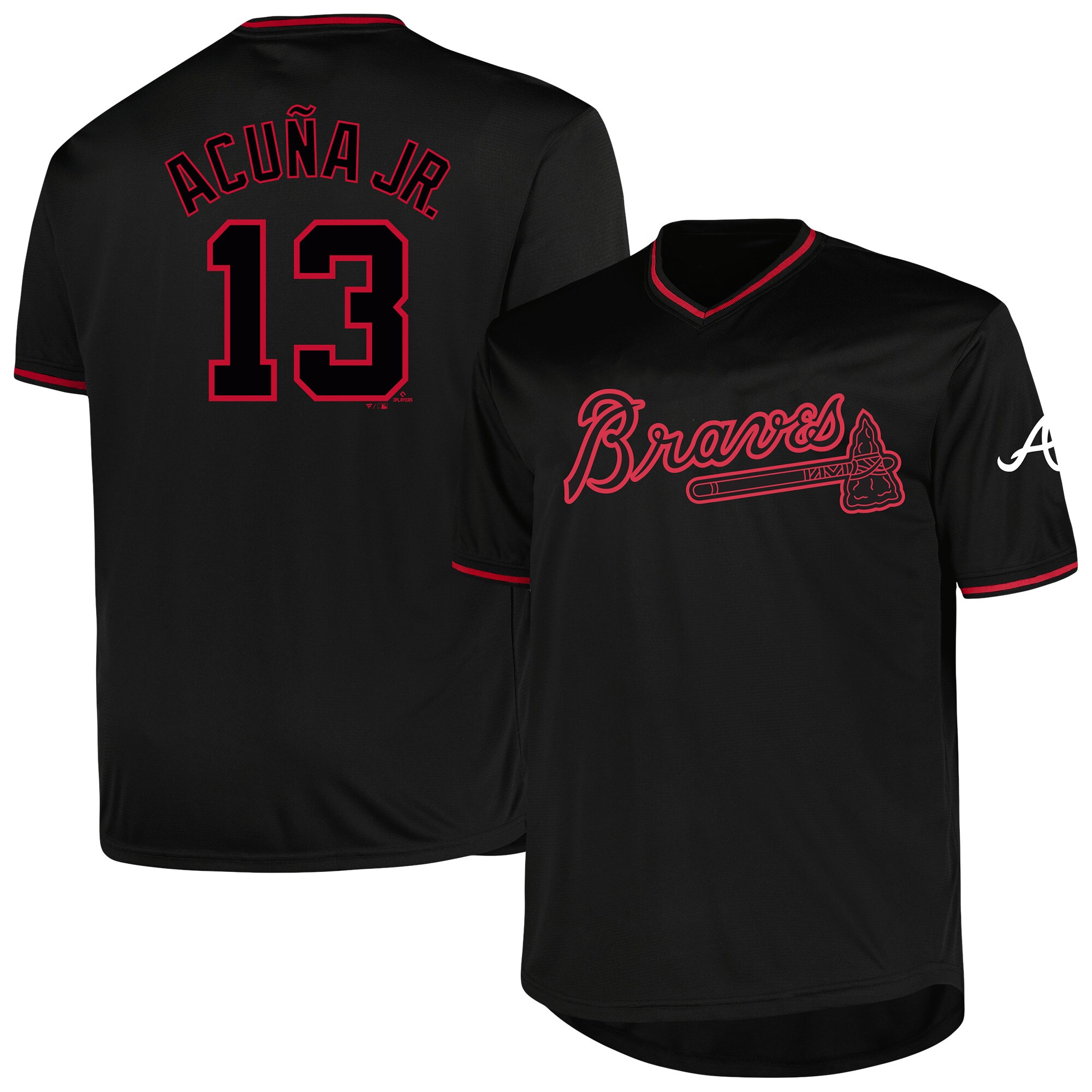 nicesnkpro Ronald Acu Jr. Atlanta Braves Profile Big Tall Pop Fashion Player Jersey - Black