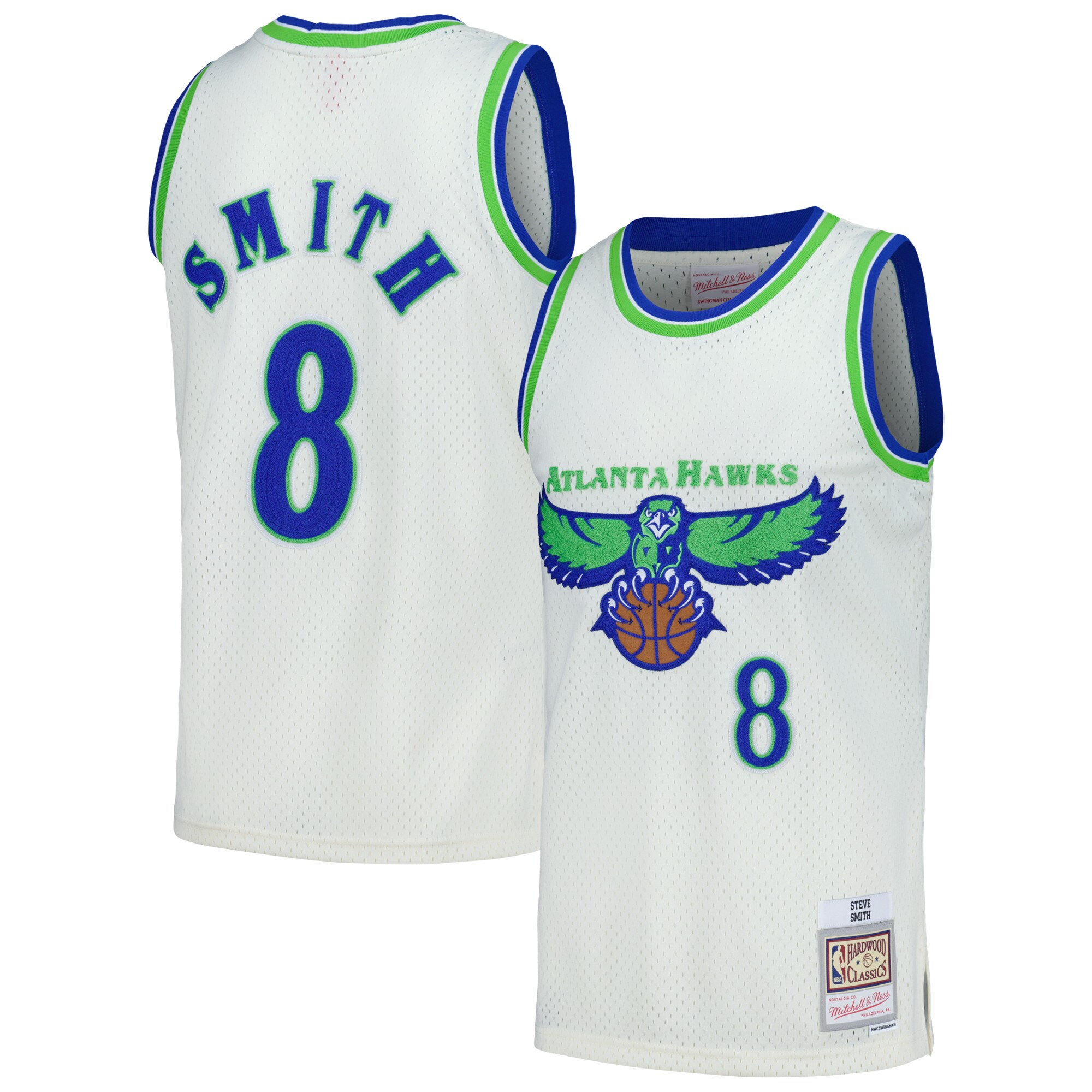 Nicesnkpro Steve Smith Atlanta Hawks Mitchell Ness Chainstitch Swingman Jersey - Cream 