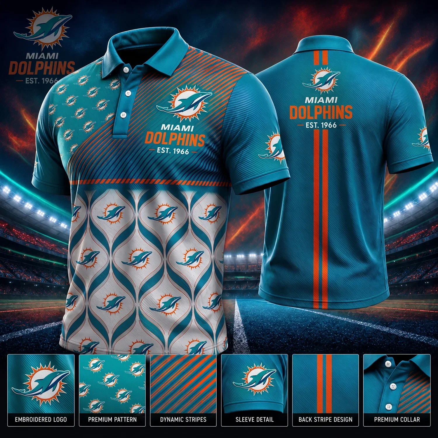 Limited Edition – Customized NFL Miami Dolphins Polo Shirt