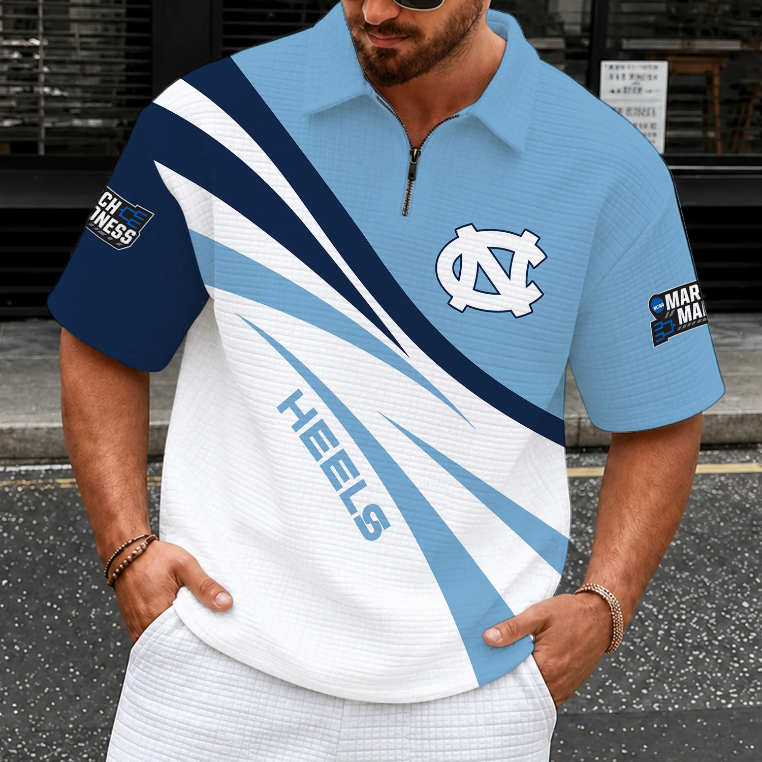 Limited Edition – Customized NCAA North Carolina Tar Heels Quarter-Zip Polo Shirt