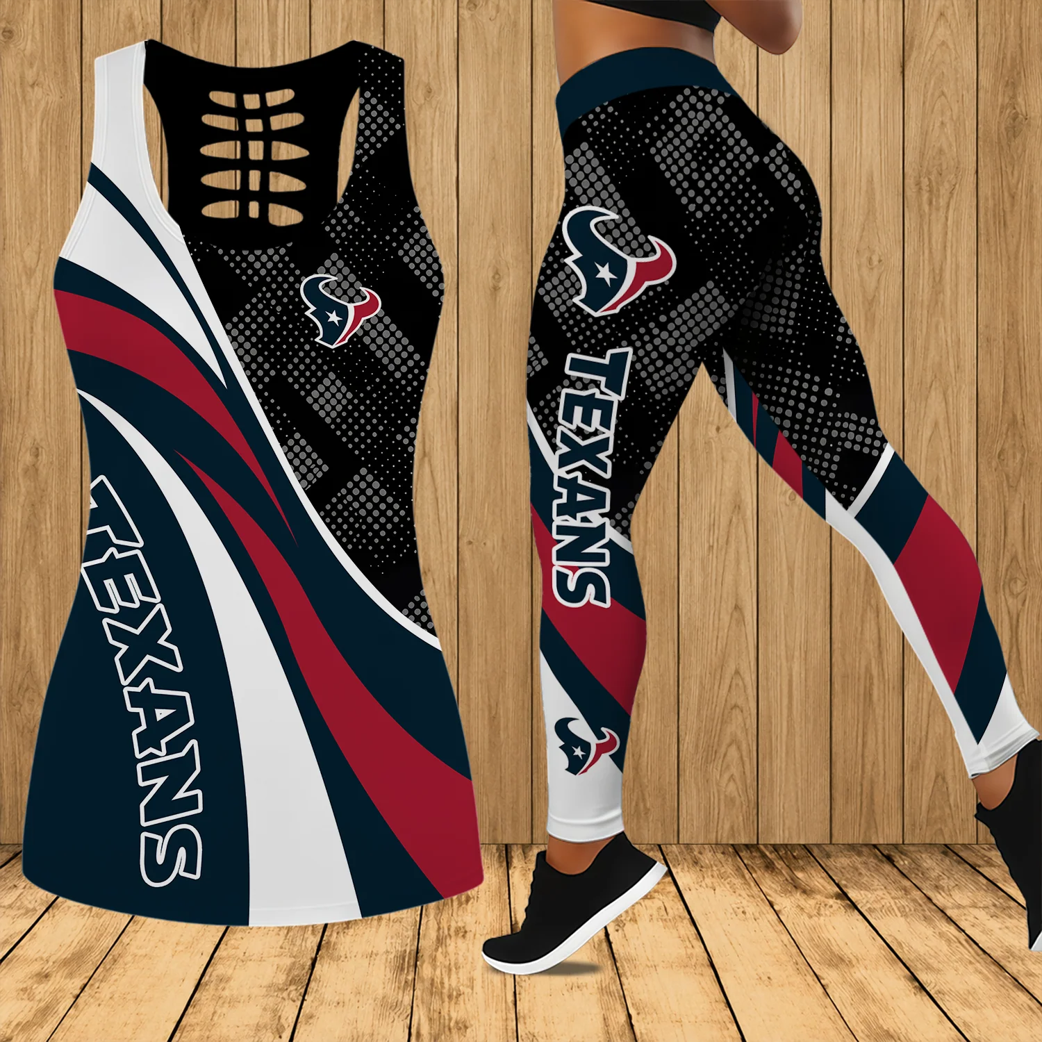 Limited Edition – Customized NFL Houston Texans Hollow Tank Top & Leggings Set