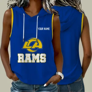 Limited Edition – Customized NFL Los Angeles Rams Women’s Sleeveless Hooded Pocket Tank Top
