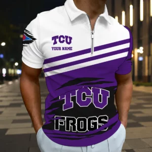 Limited Edition – Customized NCAA Tcu Horned Frogs Zip Polo Shirt