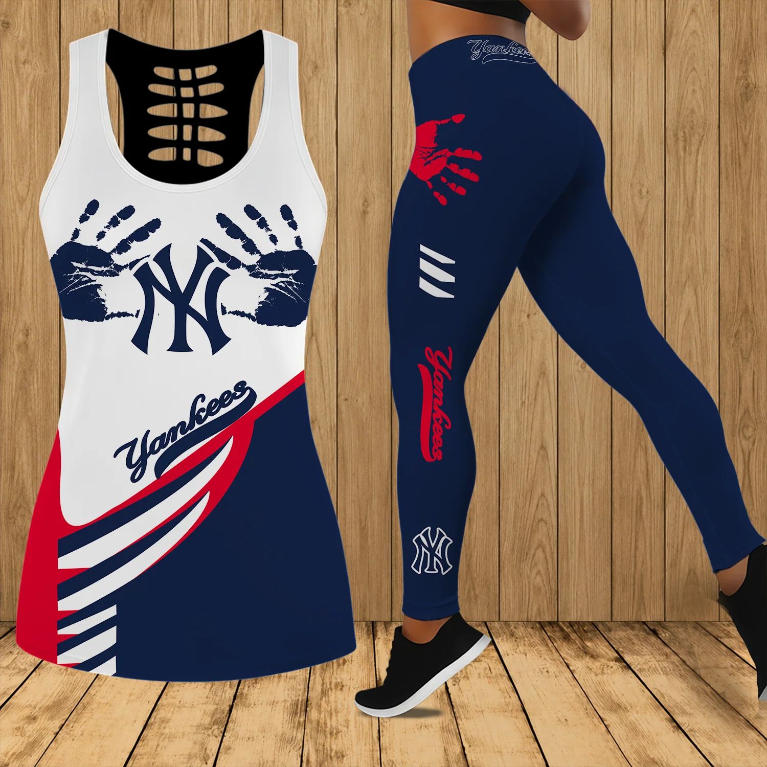 Limited Edition – Customized MLB New York Yankees Hollow Tank Top & Leggings Set