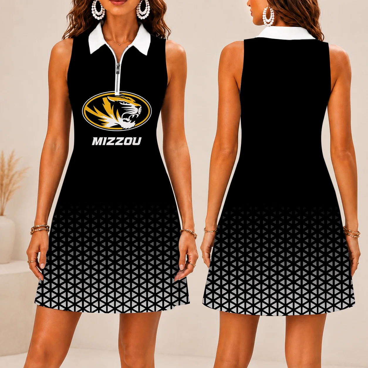 Limited Edition – Customized NCAA Missouri Tigers Women’s Zip Sleeveless Polo Dress