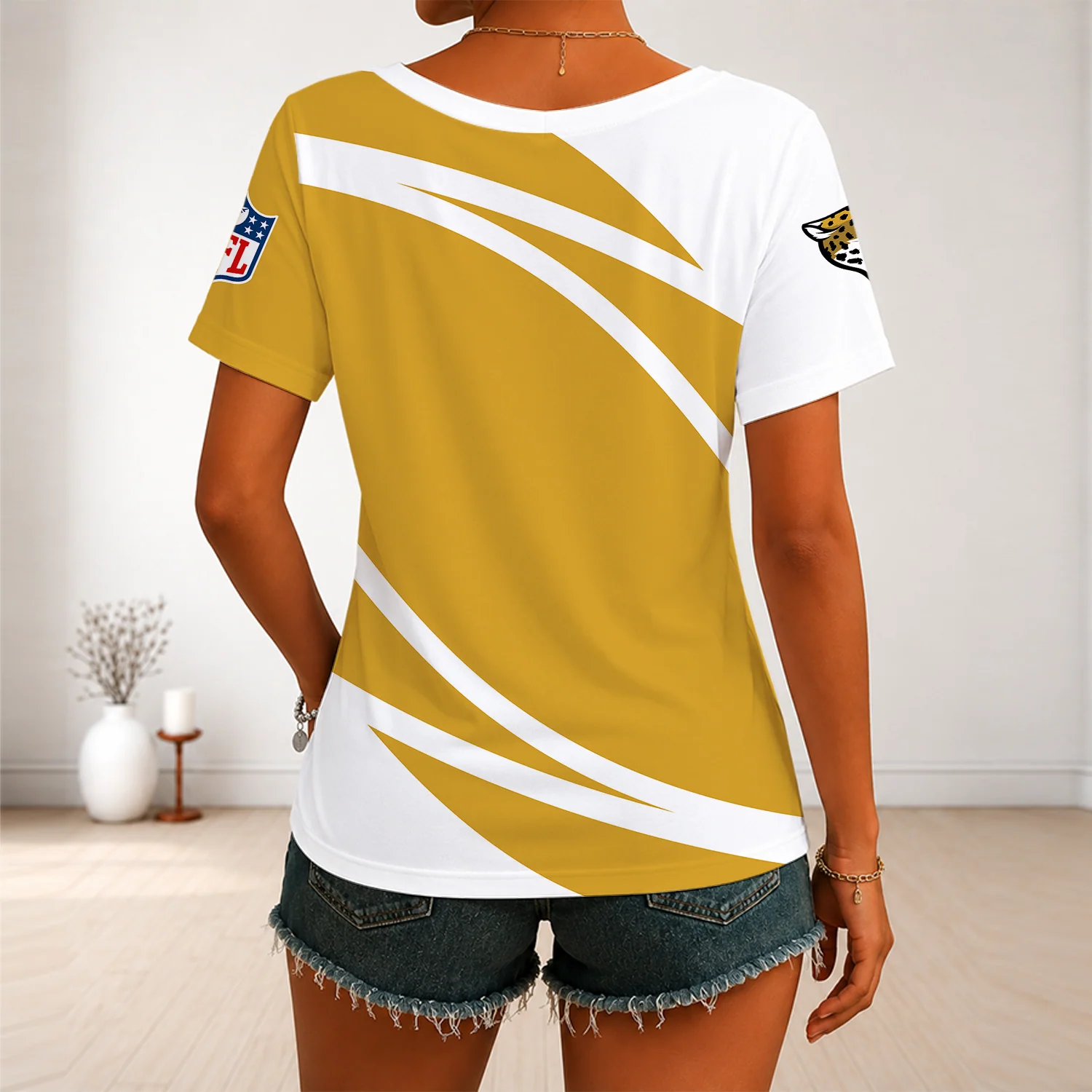 Limited Edition – Customized NFL Jacksonville Jaguars V-Neck Female Shirt - Image 2