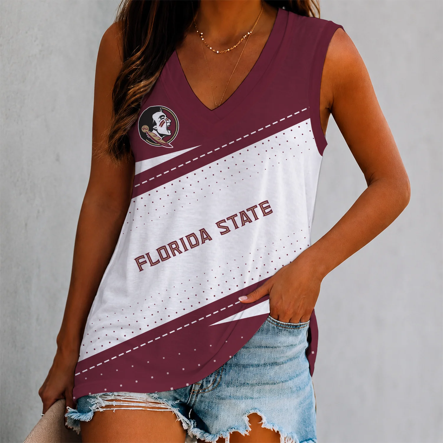 Limited Edition – Customized NCAA Florida State Seminoles Women’s V-Neck Tank Top