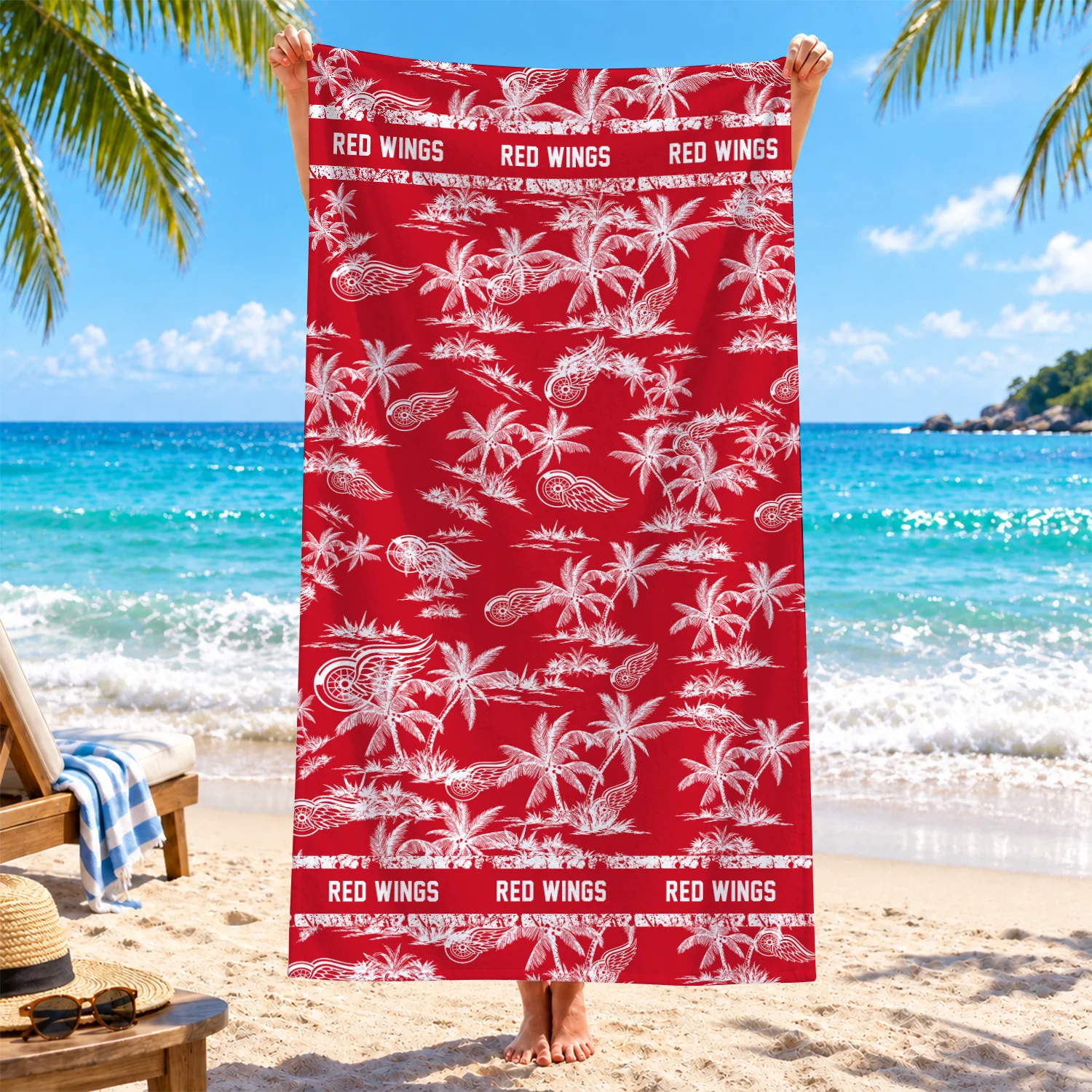 Limited Edition – Customized NHL Detroit Red Wings Beach Towel