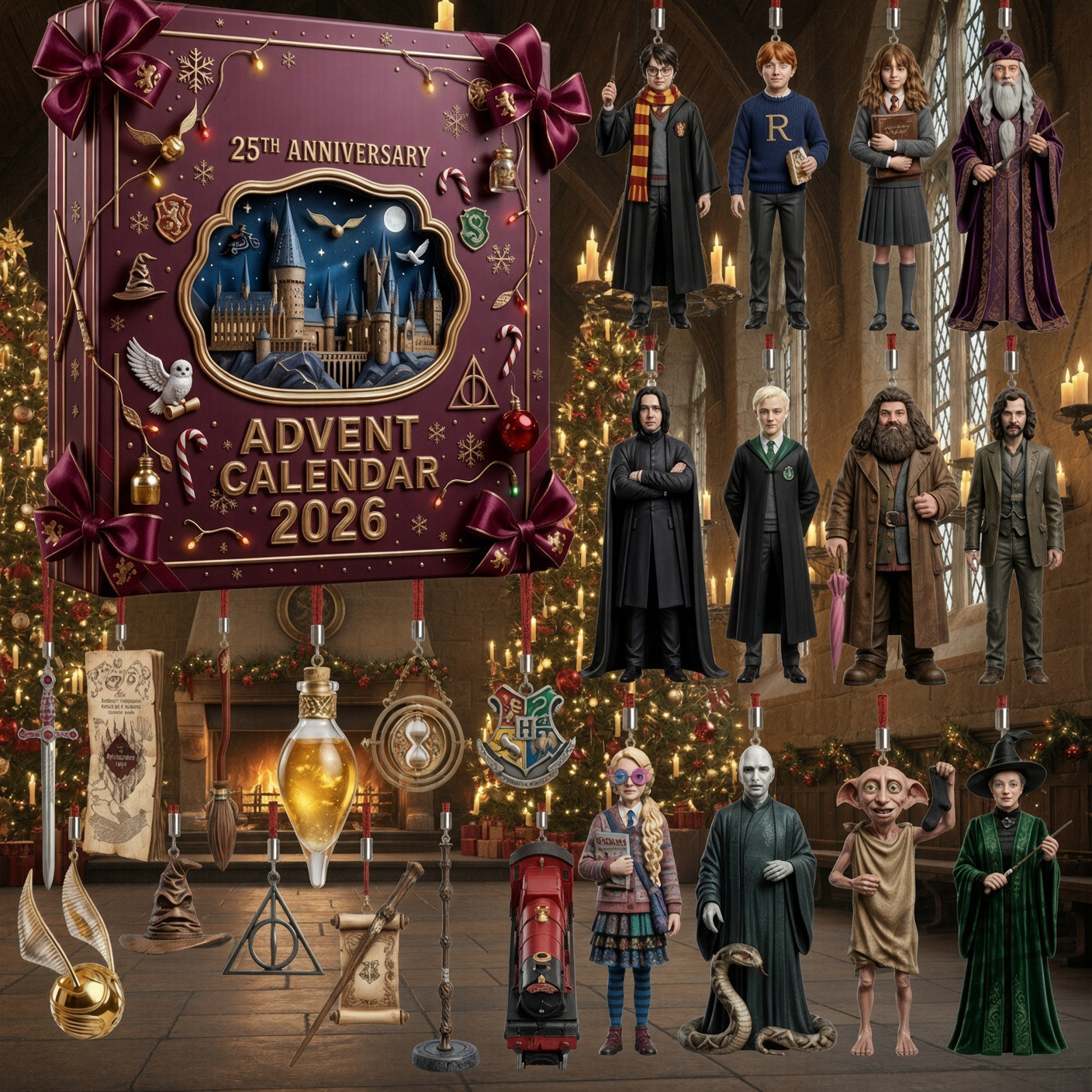 Harry Potter 25th Anniversary 2026 Advent Calendar Harry Potter Christmas Ornaments