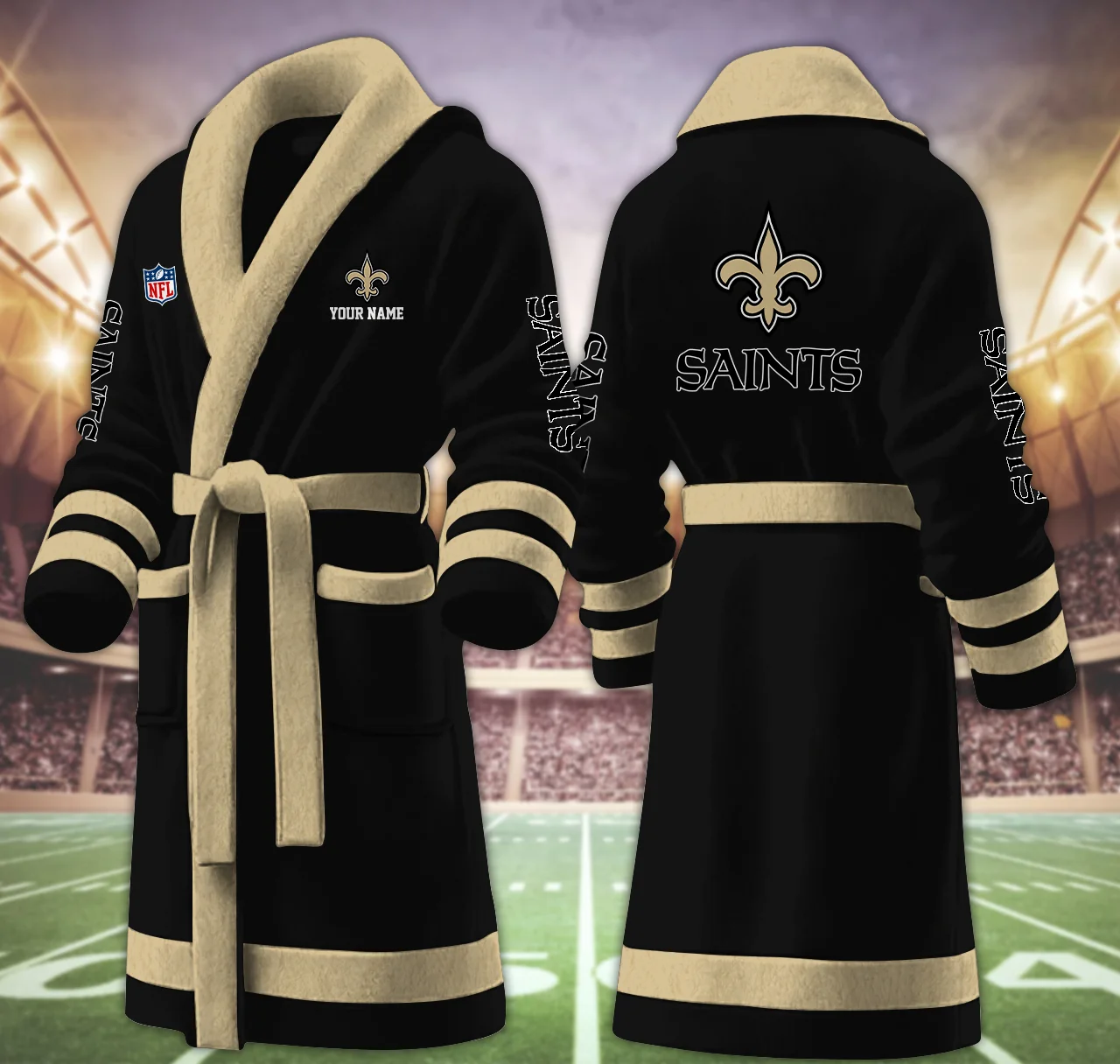 Limited Edition – Customized NFL New Orleans Saints Multicolor Fleece Bathrobe