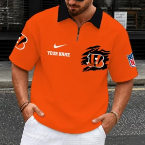 Limited Edition – Customized NFL Cincinnati Bengals Quarter-Zip Polo Shirt