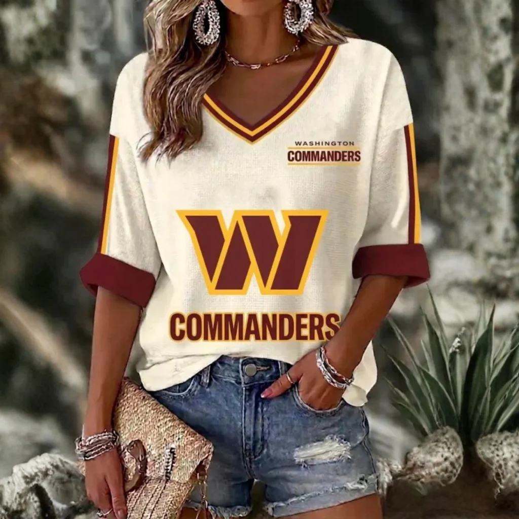 Limited Edition – Customized NFL Washington Commanders Women’s Heart V-Neck Long Sleeve Shirt