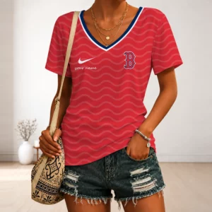 Limited Edition – Customized MLB Boston Red Sox V-Neck Female Shirt