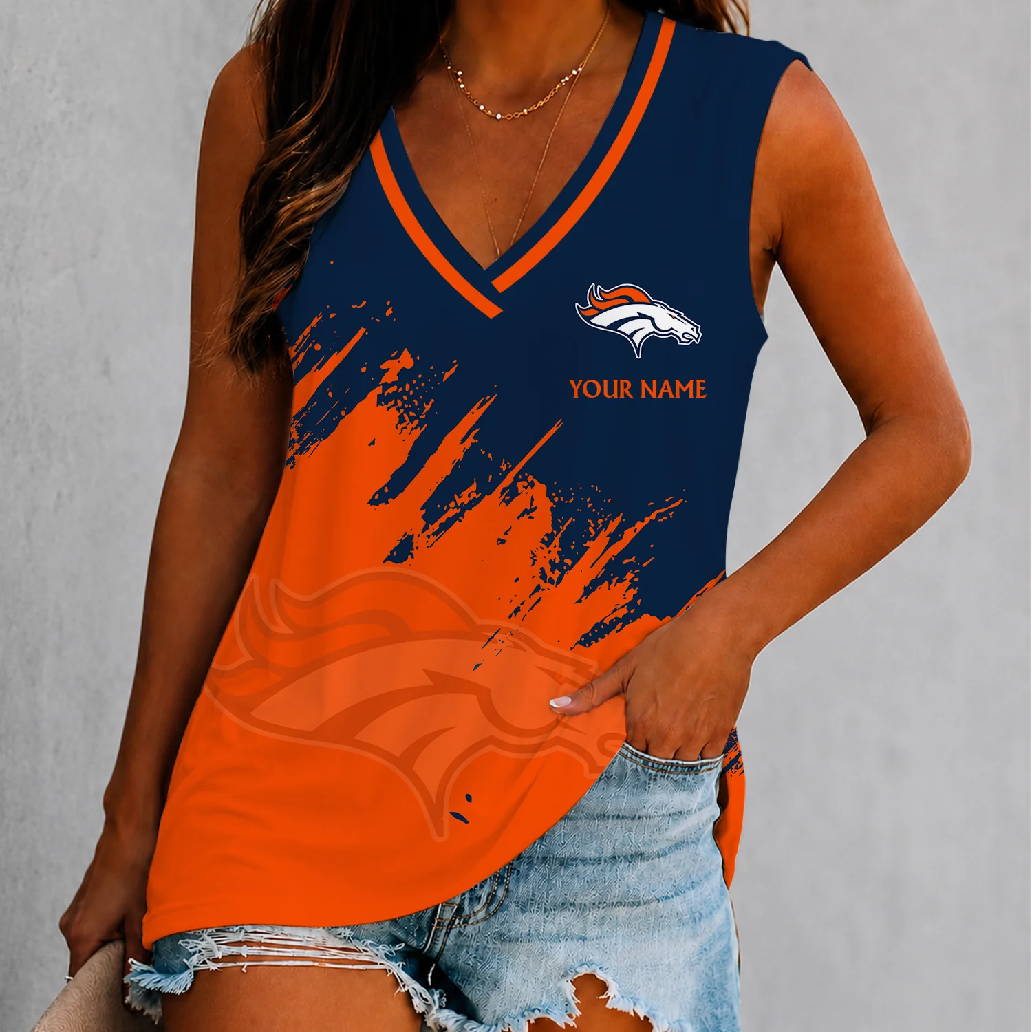 Limited Edition – Customized NFL Denver Broncos Women’s V-Neck Tank Top