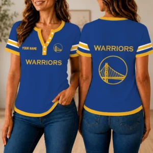 Limited Edition – Customized NBA Golden State Warriors Women’s Short Sleeve Henley T-Shirt
