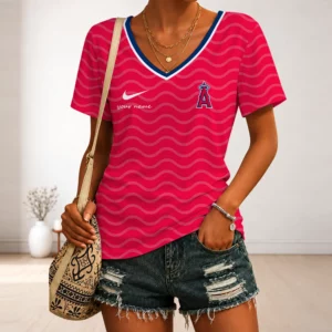 Limited Edition – Customized MLB Los Angeles Angels V-Neck Female Shirt