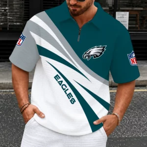 Limited Edition – Customized NFL Philadelphia Eagles Quarter-Zip Polo Shirt