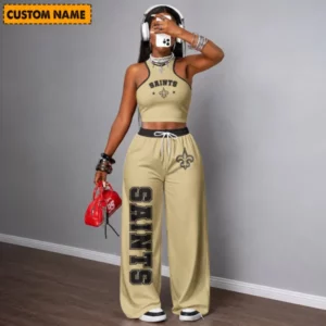 Limited Edition – Customized NFL New Orleans Saints Women’s Crop Top & Long Pants Set
