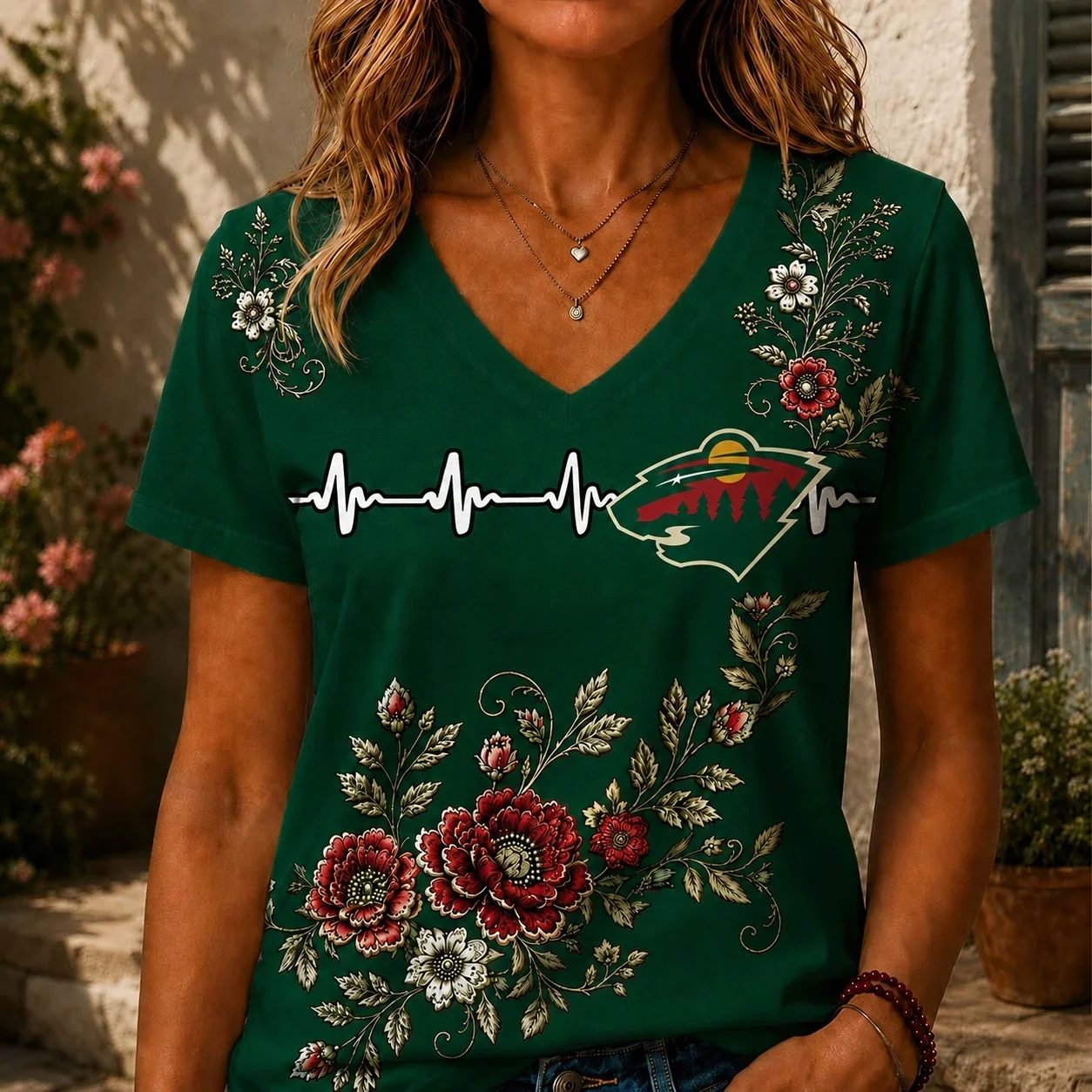 Limited Edition – Customized NHL Minnesota Wild V-Neck Female Shirt