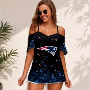 Limited Edition – Customized NFL New England Patriots Women’s Strappy Off-Shoulder Top