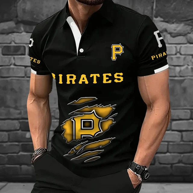 Limited Edition – Customized MLB Pittsburgh Pirates Polo Shirt - Image 4
