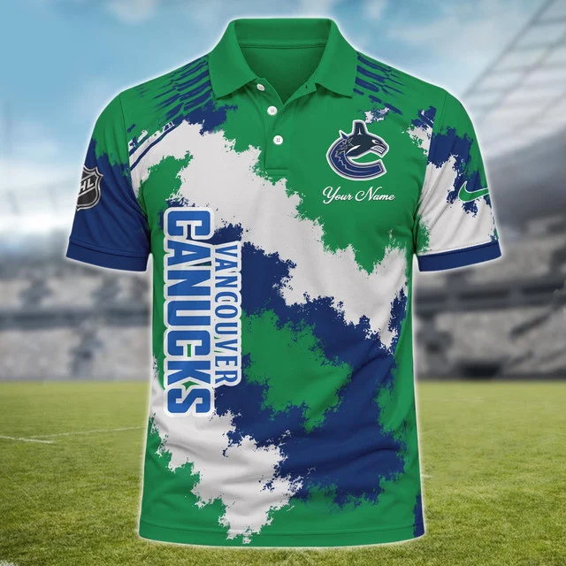 Limited Edition – Customized NHL Vancouver Canucks Polo Shirt - Image 2