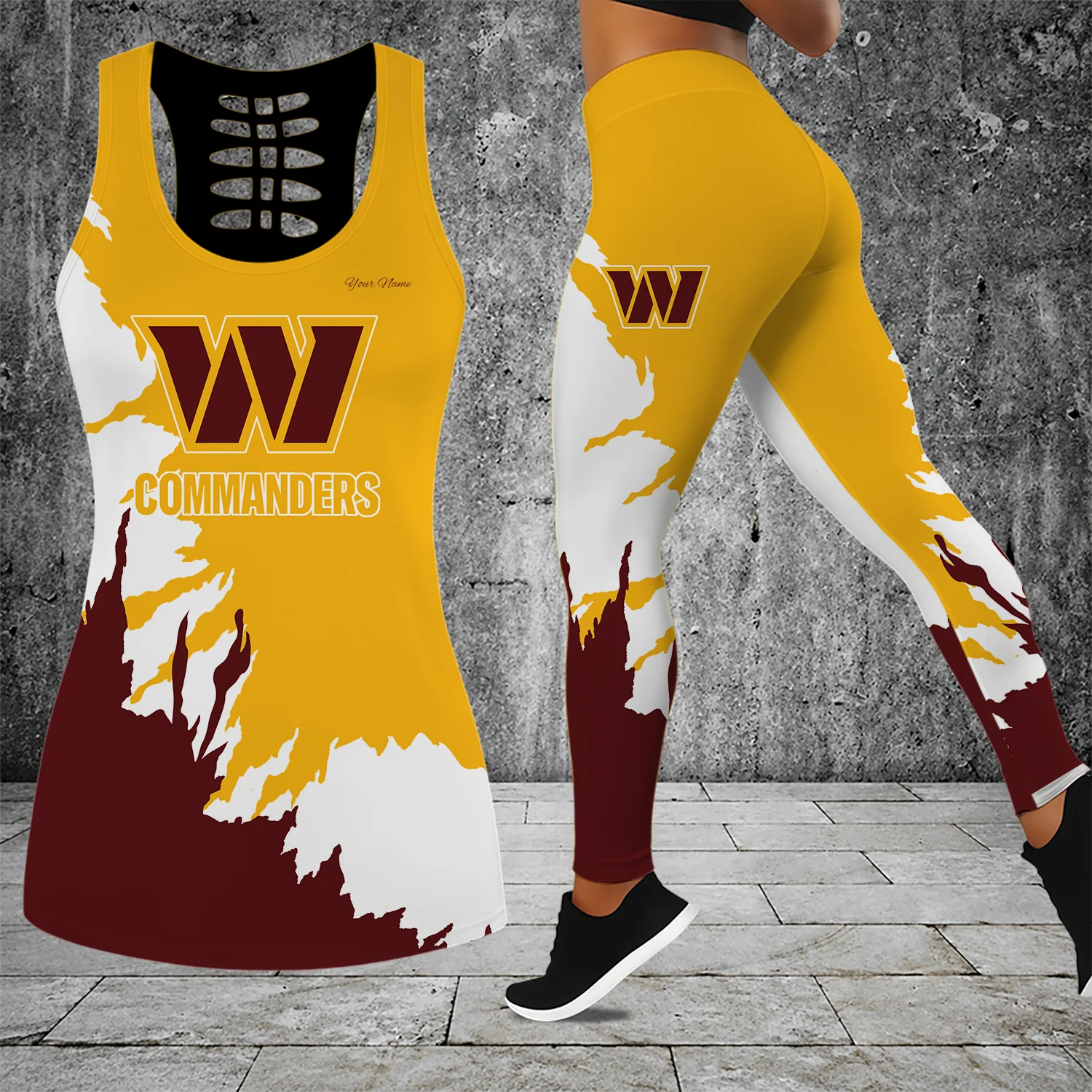Limited Edition – Customized NFL Washington Commanders Hollow Tank Top & Leggings Set