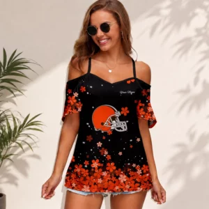 Limited Edition – Customized NFL Cleveland Browns Women’s Strappy Off-Shoulder Top