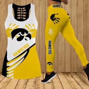 Limited Edition – Customized NCAA Iowa Hawkeyes Strappy Hollow Tank Top & Leggings Set