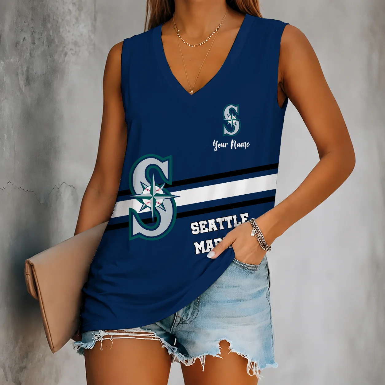 Limited Edition – Customized MLB Seattle Mariners Women’s V-Neck Tank Top