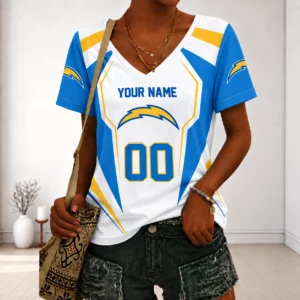 Limited Edition – Customized NFL Los Angeles Chargers V-Neck Female Shirt