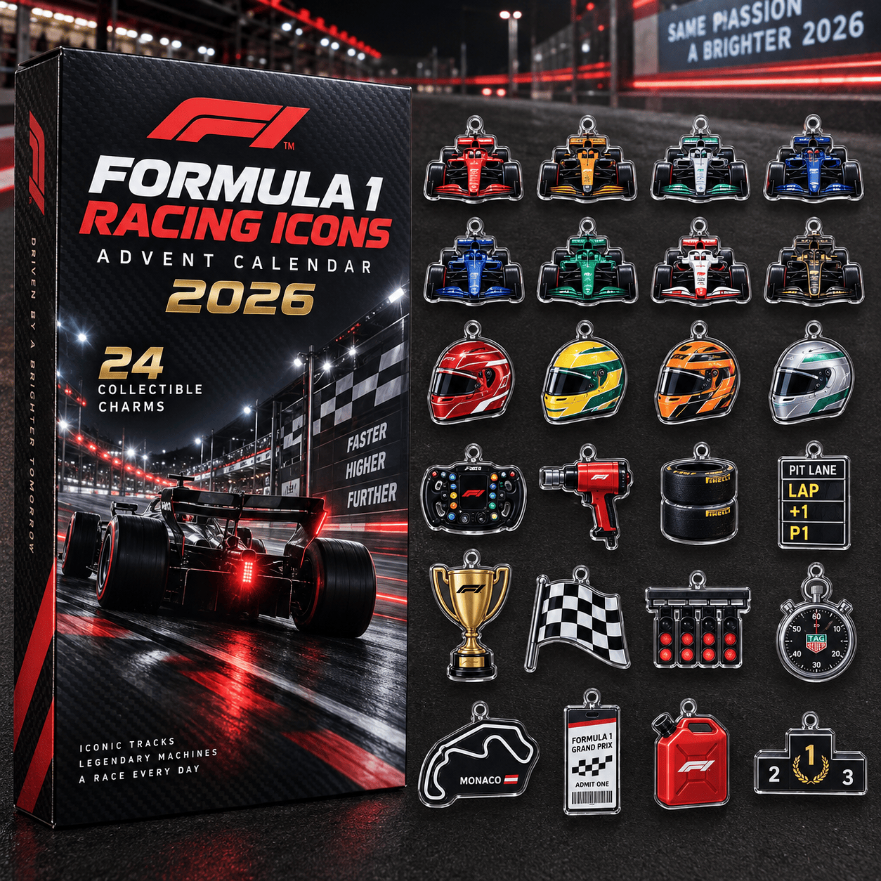 Formula 1 Racing Icons Advent Calendar 2026 Motorsport Holiday Gift For Racing Fans