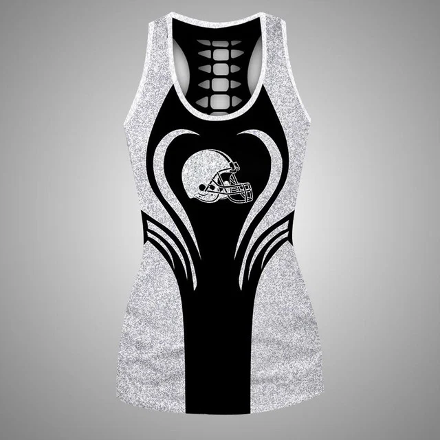 Limited Edition – Customized NFL Cleveland Browns Hollow Tank Top & Leggings Set - Image 2