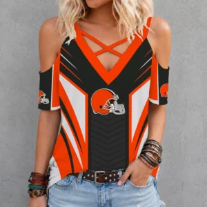 Limited Edition – Customized NFL Cleveland Browns Criss Cross V-Neck Top