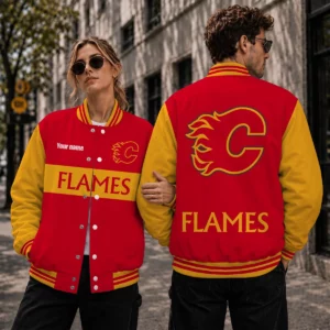 Limited Edition – Customized NHL Calgary Flames Satin Varsity Jacket & Baseball Jacket