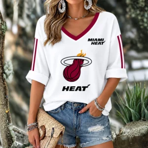 Limited Edition – Customized NBA Miami Heat Women’s V-Neck Long Sleeve Shirt