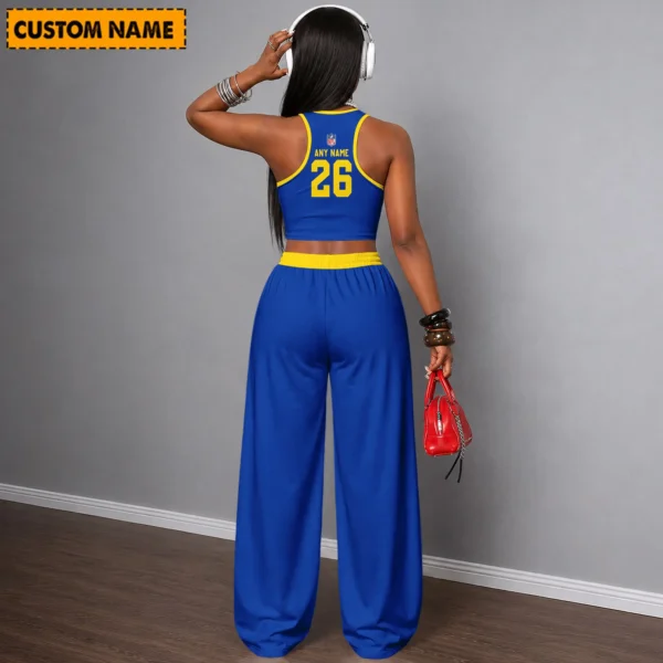 Limited Edition – Customized NFL Los Angeles Rams Women’s Crop Top & Long Pants Set - Image 2
