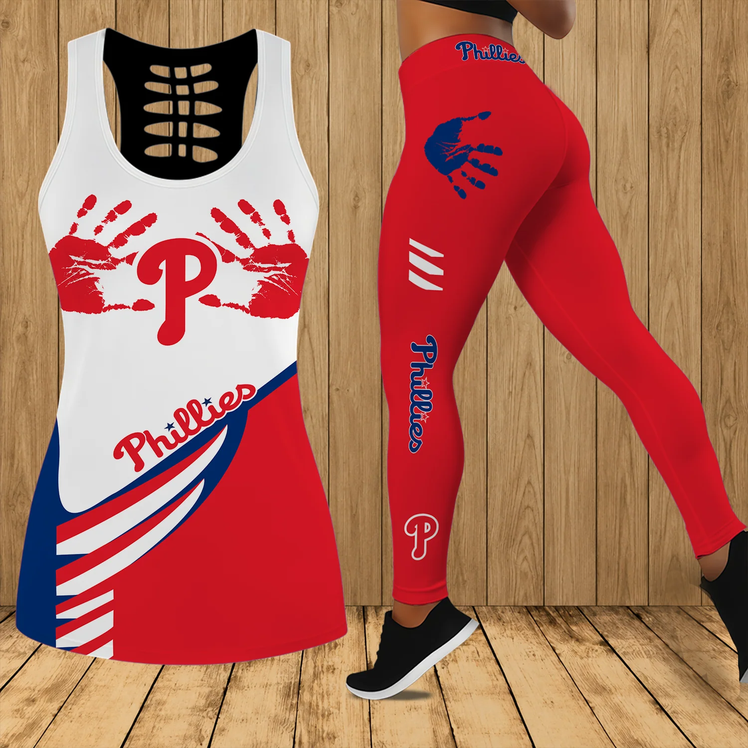 Limited Edition – Customized MLB Philadelphia Phillies Hollow Tank Top & Leggings Set