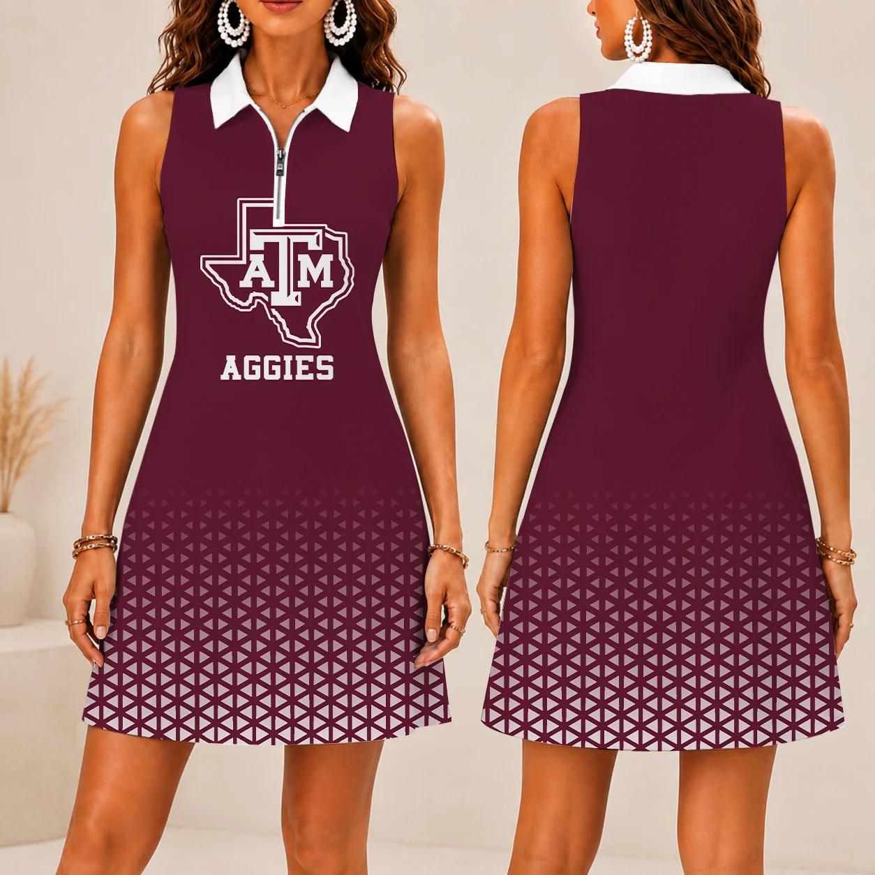 Limited Edition – New Customized NCAA Texas A&M Aggies Women’s Zip Sleeveless Polo Dress
