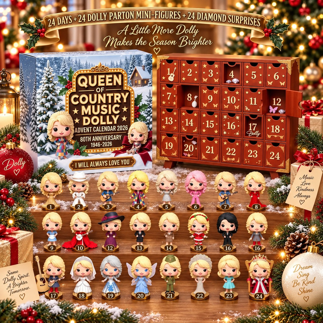 Dolly Parton 80th Anniversary Advent Calendar 2026 Christmas Dolly Parton Calendar