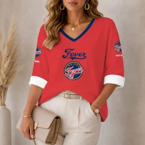 Limited Edition – Customized WNBA Indiana Fever Women’s Heart V-Neck Long Sleeve Shirt
