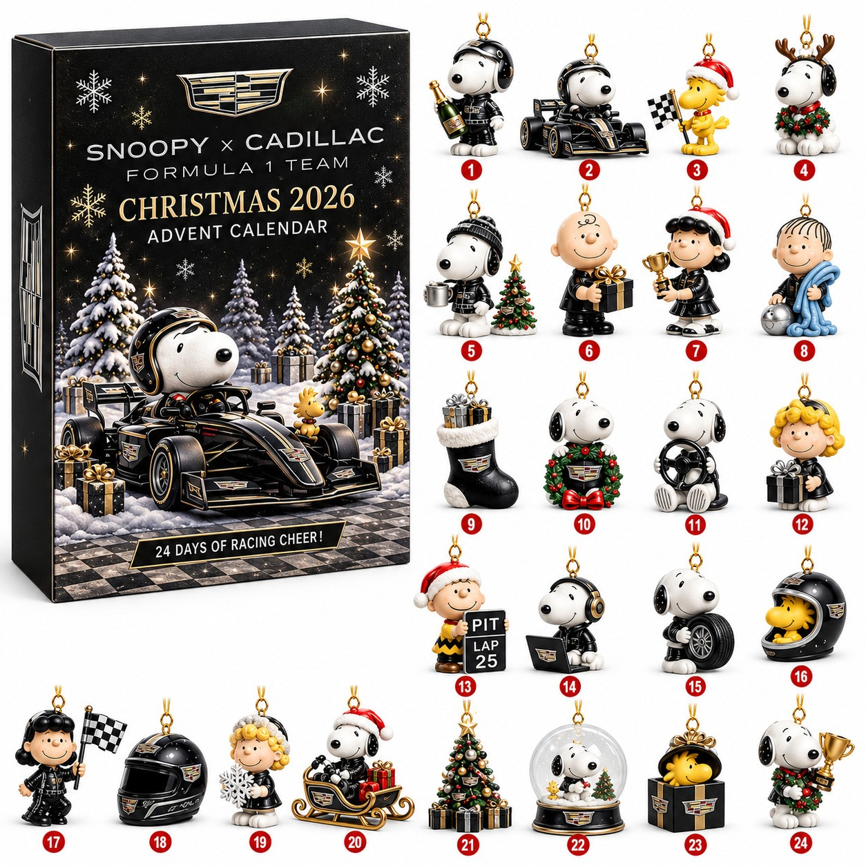 Snoopy x Cadillac Formula 1 Christmas Advent Calendar 2026 Snoopy Christmas Countdown