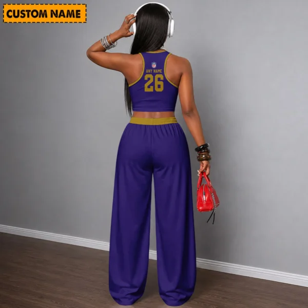 Limited Edition – Customized NFL Baltimore Ravens Women’s Crop Top & Long Pants Set - Image 2