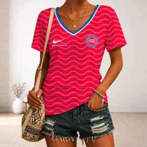 Limited Edition – Customized NBA Detroit Pistons V-Neck Female Shirt