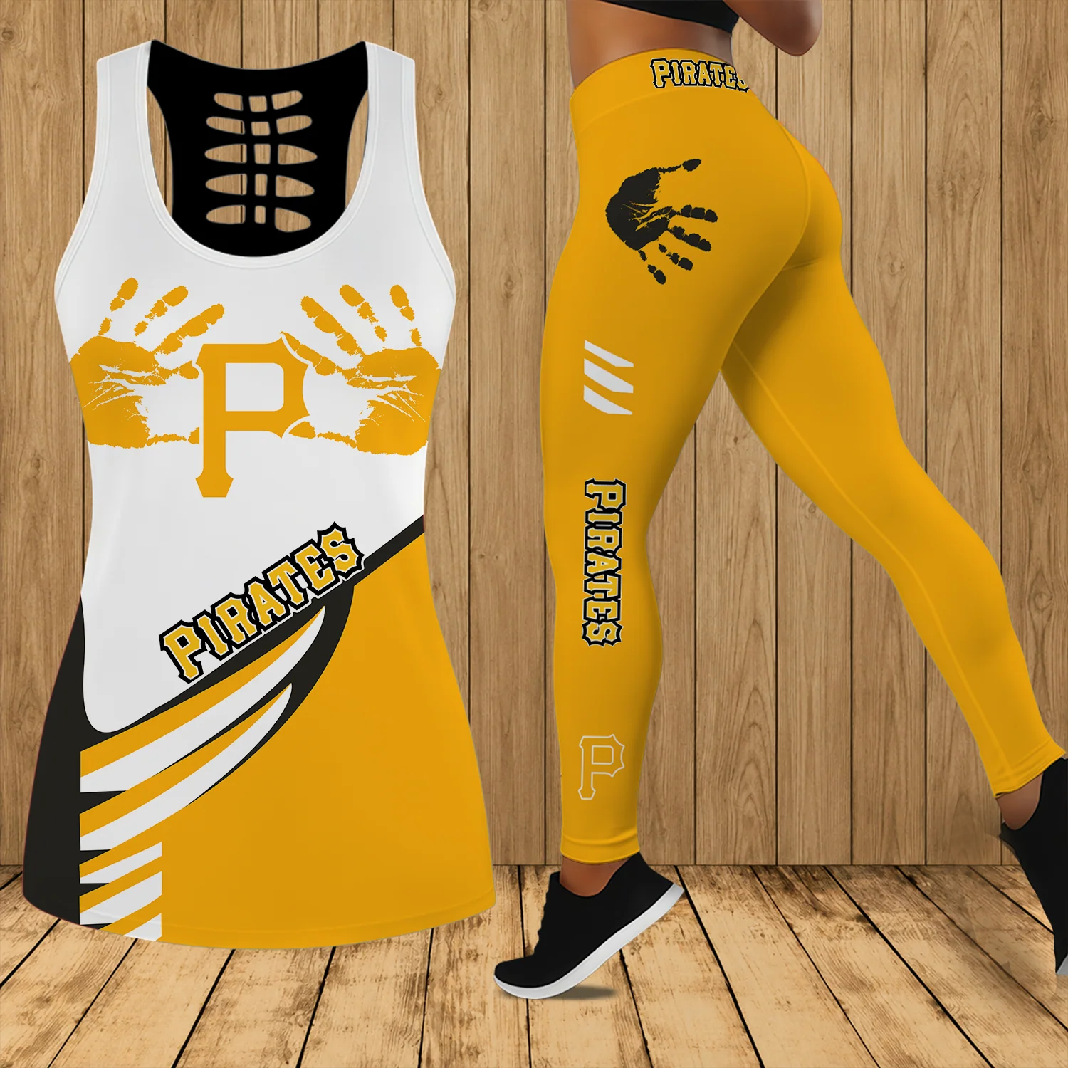 Limited Edition – Customized MLB Pittsburgh Pirates Hollow Tank Top & Leggings Set