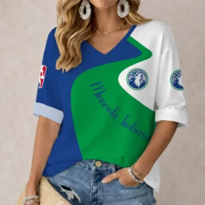 Limited Edition – Customized NBA Minnesota Timberwolves Women’s V-Neck Long Sleeve Shirt