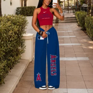 Limited Edition – Customized MLB Los Angeles Angels Women’s Crop Top & Long Pants Set